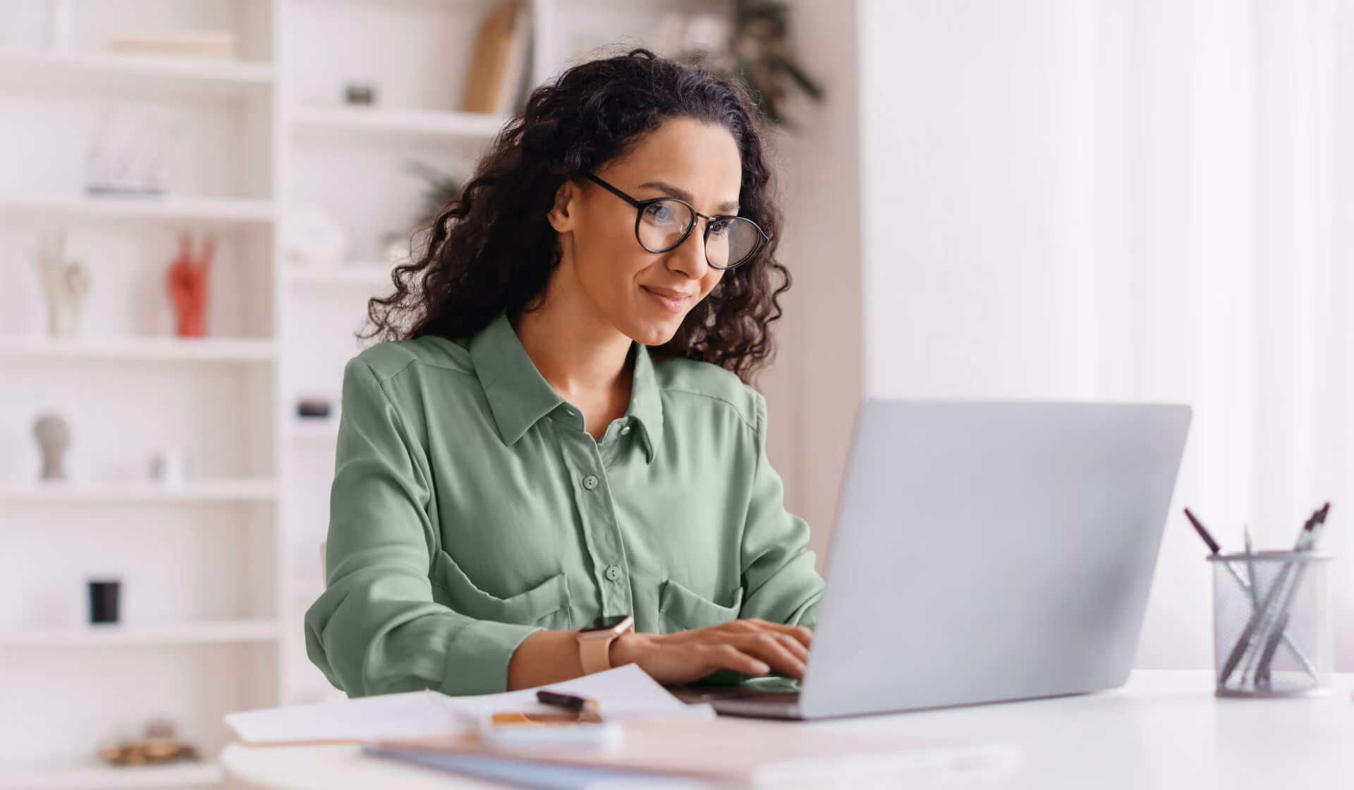 Woman using laptop